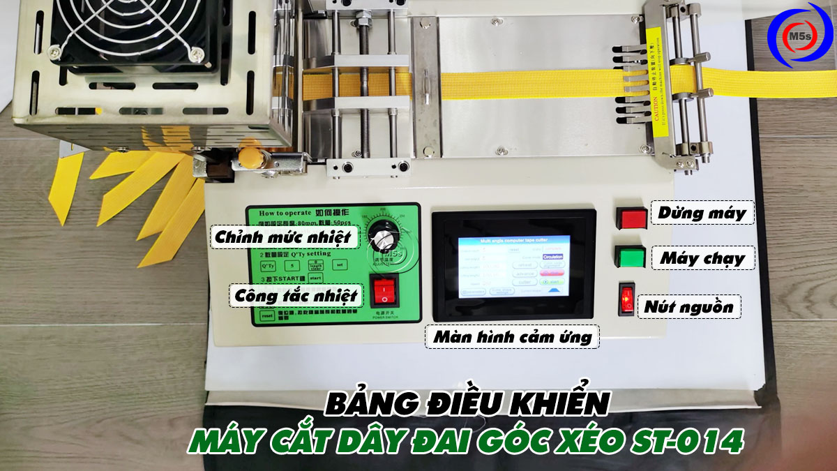 Bảng điều khiển máy cắt dây đai nhiệt xéo góc ST-014