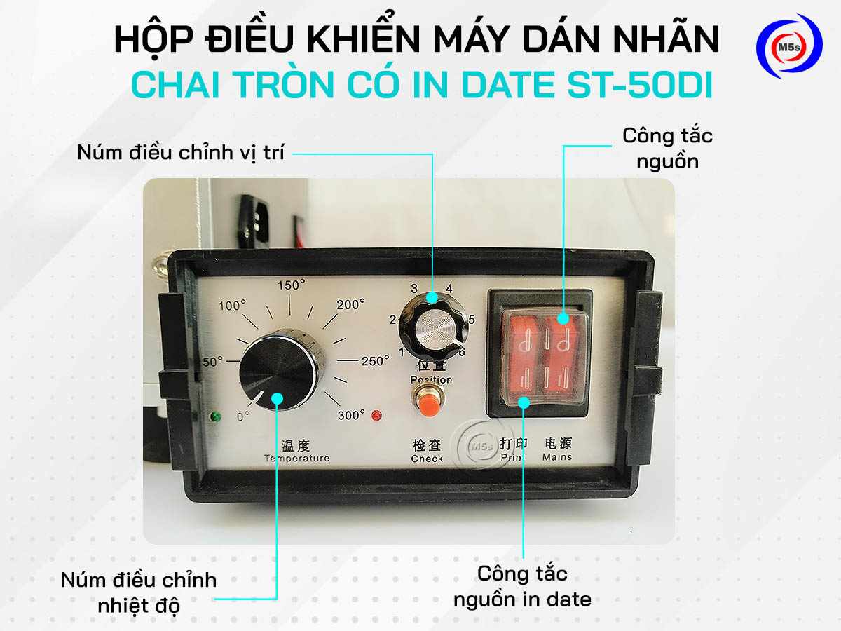 Họp điều khiển máy dán nhãn chai tròn có in date ST-50DI 