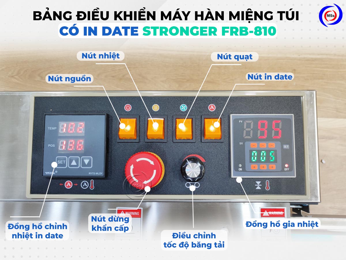 Bảng điều khiển của máy hàn túi liên tục có in date FRB-810 Bảng điều khiển của máy hàn túi liên tục có in date FRB-810