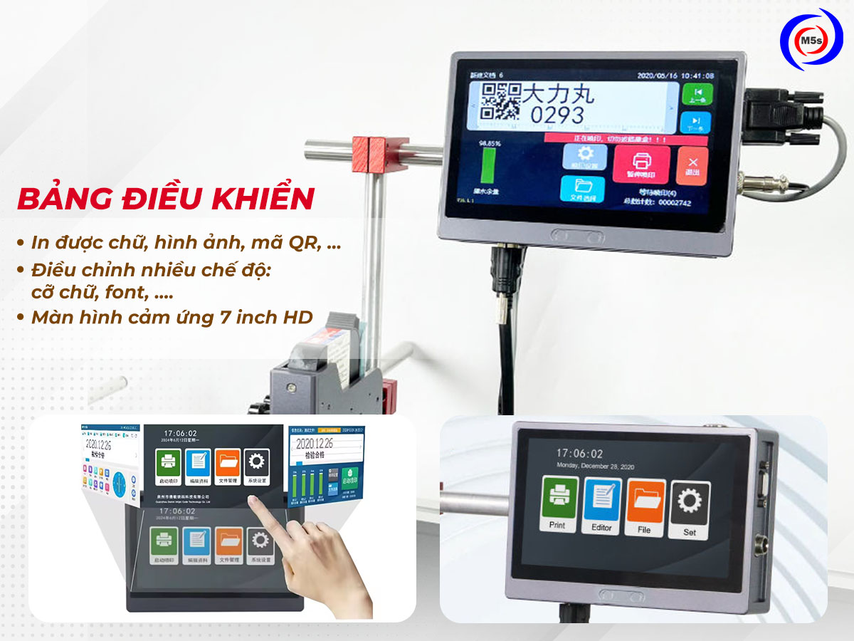 Bảng điều khiển của máy phun date tự động S10