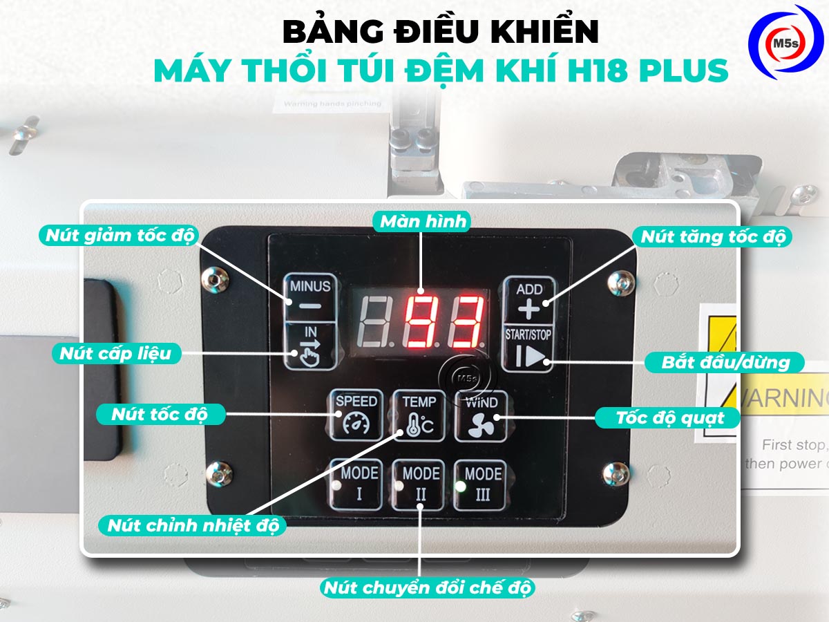 bảng điều khiển máy thổi túi khí H18 Plus