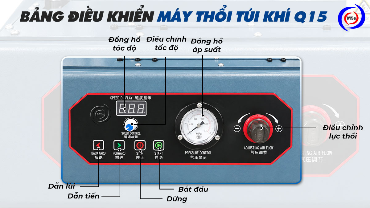 bảng điều khiển máy thổi túi khí dạng cột Q15