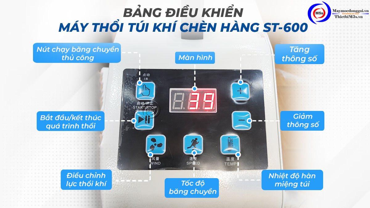 Bảng điều khiển máy thổi túi khí chèn hàng ST-600