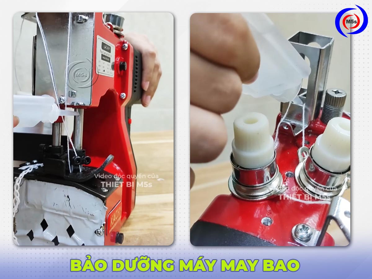 Bổ sung dầu cho máy may bao cầm tay Bổ sung dầu cho máy may bao cầm tay