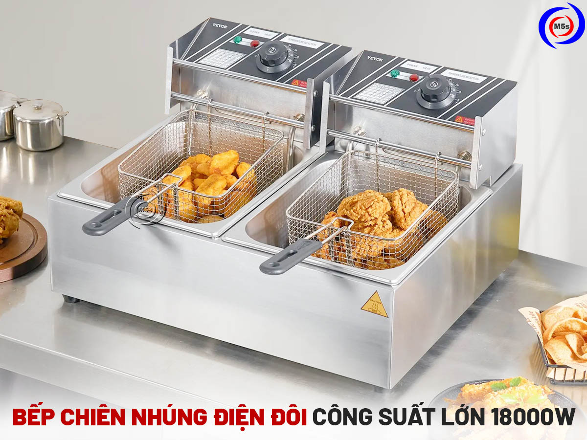 Bếp chiên nhúng điện đôi công suất lớn 18000W Bếp chiên nhúng điện đôi công suất lớn 18000W