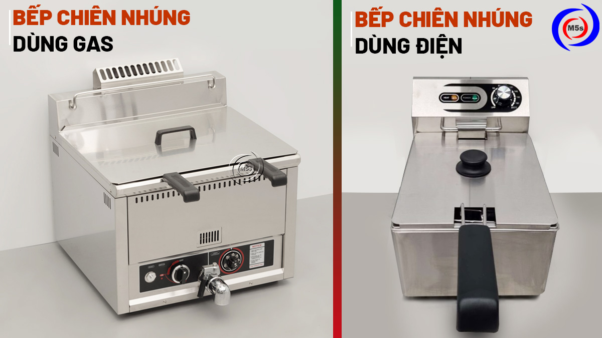 Bếp chiên nhúng dùng gas và bếp chiên nhúng dùng điện