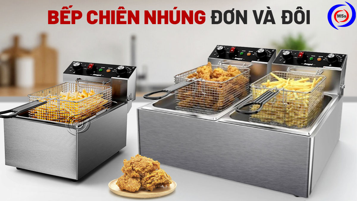 Bếp chiên nhúng đơn và đôi cho quán gà rán