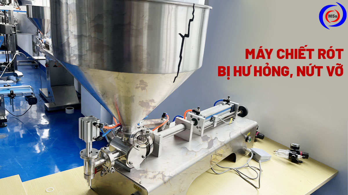 Bộ phận máy chiết rót bị hư mòn