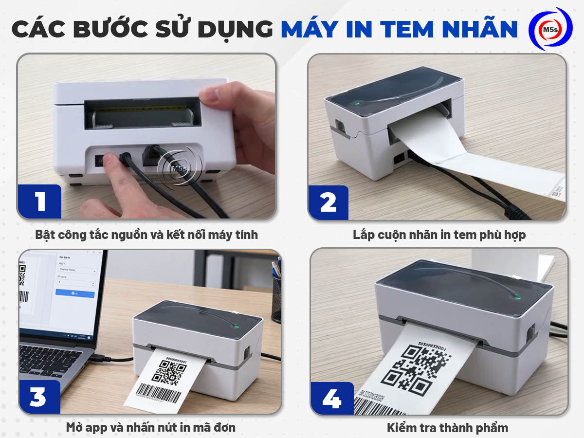 các bước sử dụng máy in tem nhãn mã vạch