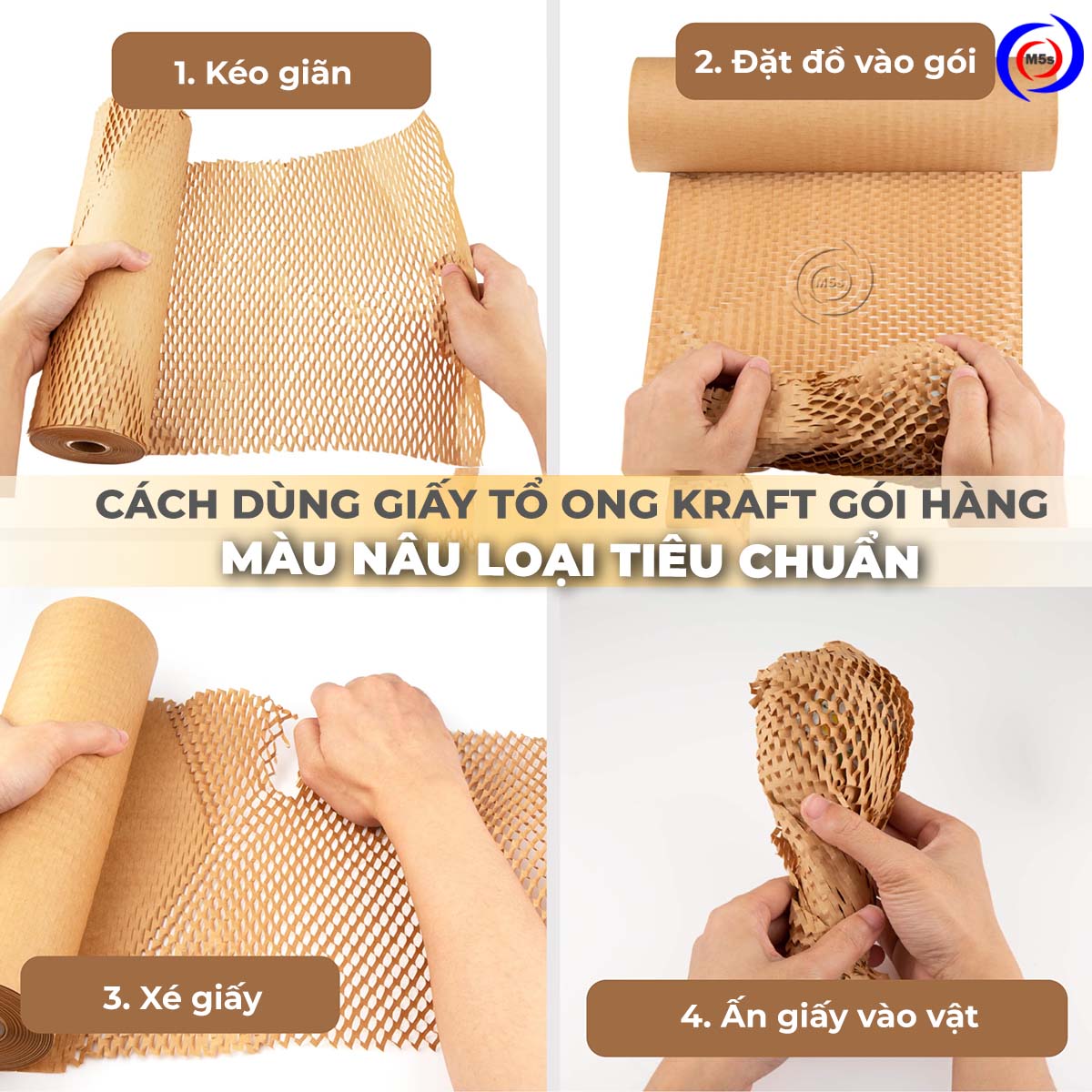 Hướng dẫn sử dụng giấy kraft tổ ong gói hàng loại tiêu chuẩn màu nâu