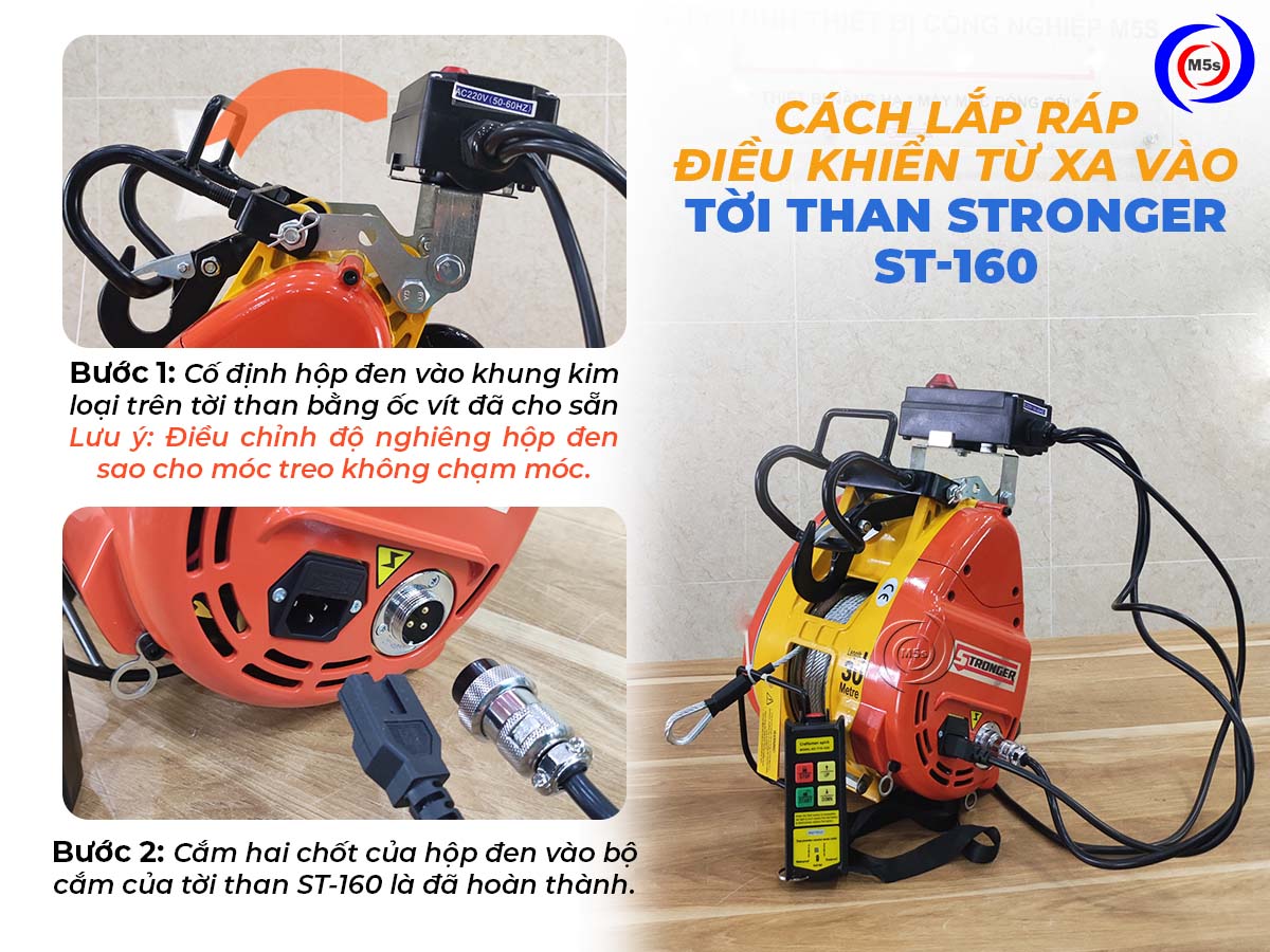 Cách  lắp đặt điều khiển từ xa vào tời điện ST-160