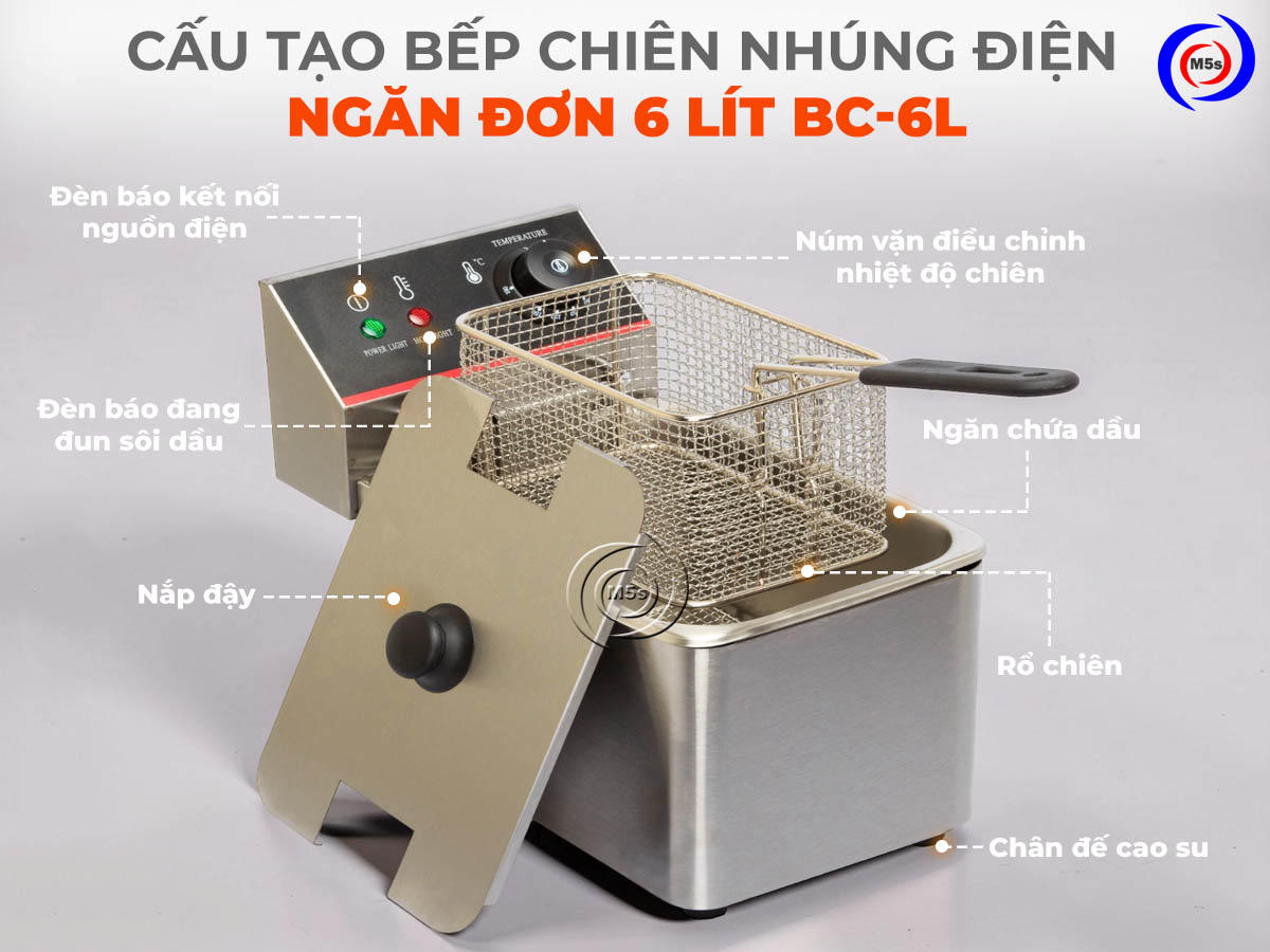 cấu tạo bếp chiên nhúng điện đơn BC-6L