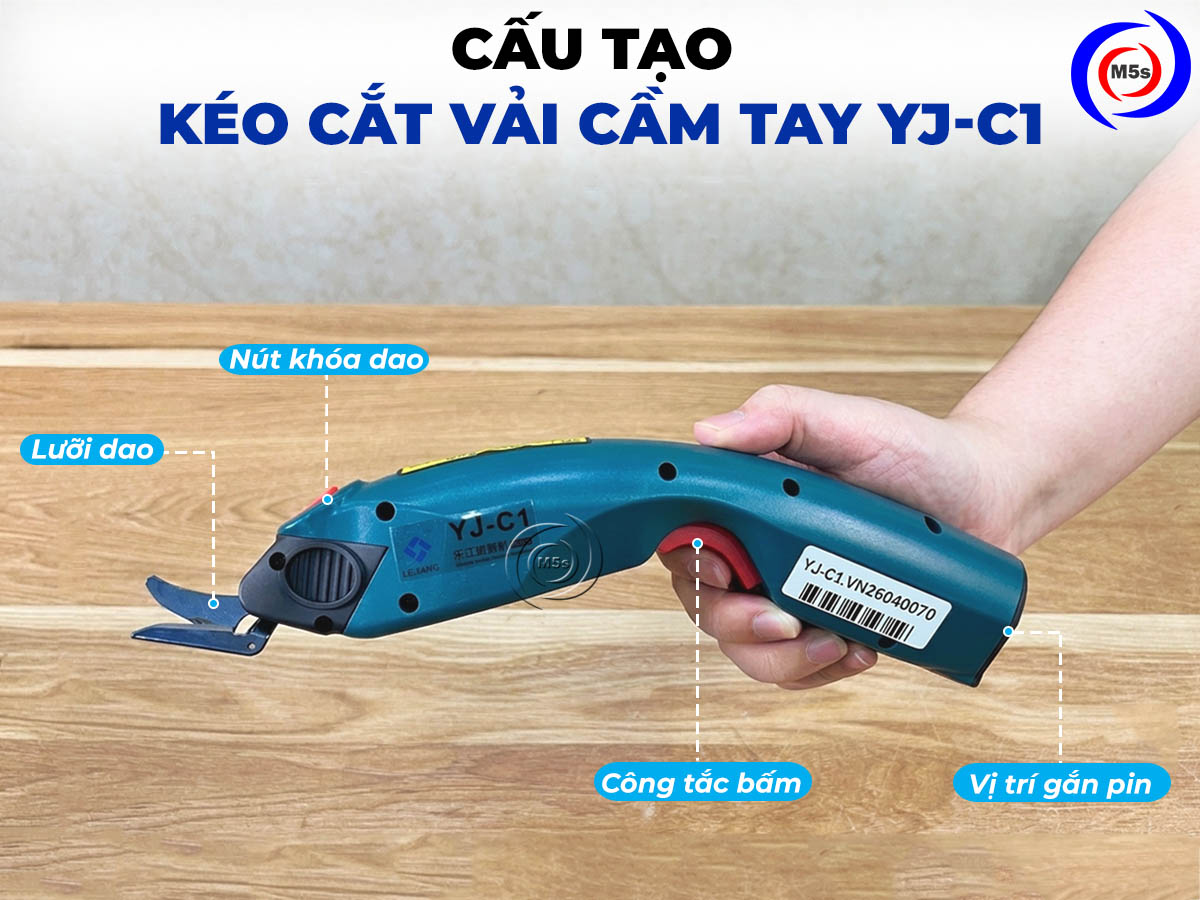 Cấu tạo kéo cắt vải pin cầm tay YJ-C1 Cấu tạo kéo cắt vải pin cầm tay YJ-C1
