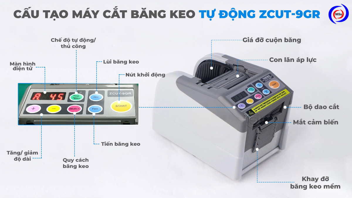 cấu tạo máy cắt băng keo tự động ZCUT-9GR