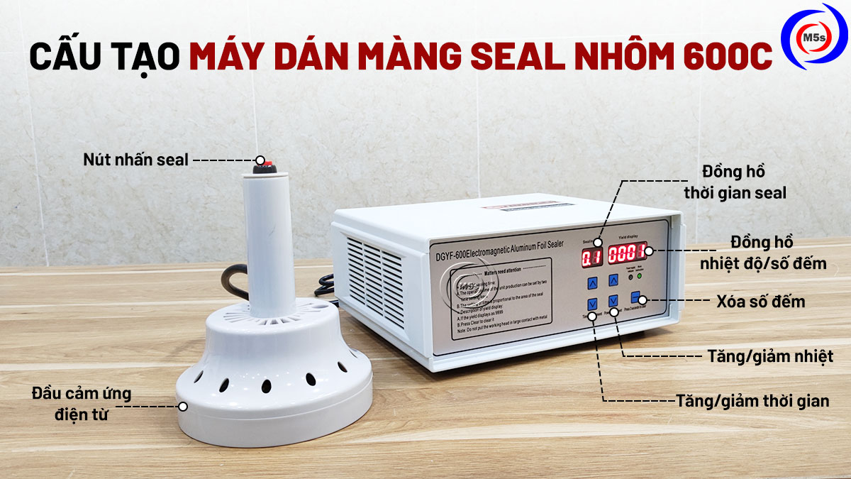 Cấu tạo máy dán màng seal nhôm 600c