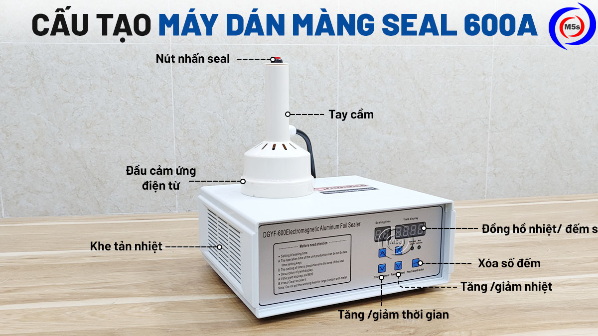 Cấu tạo máy dán màng seal 600a