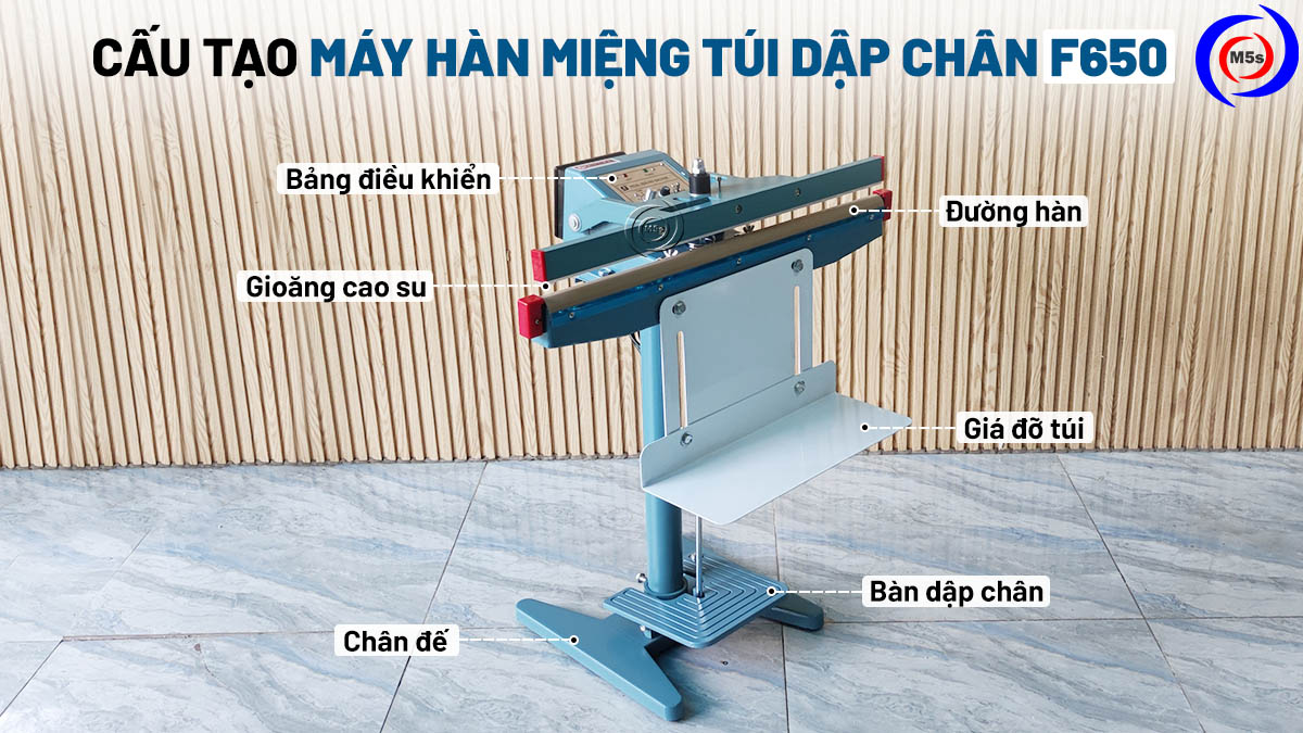 Cấu tạo máy hàn miệng túi đạp chân F-650
