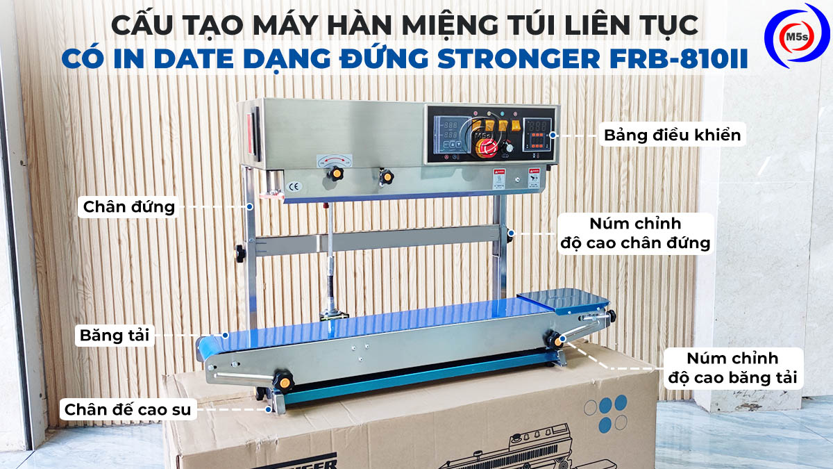Cấu tạo máy hàn túi dạng đứng có in date Stronger FRB-810II