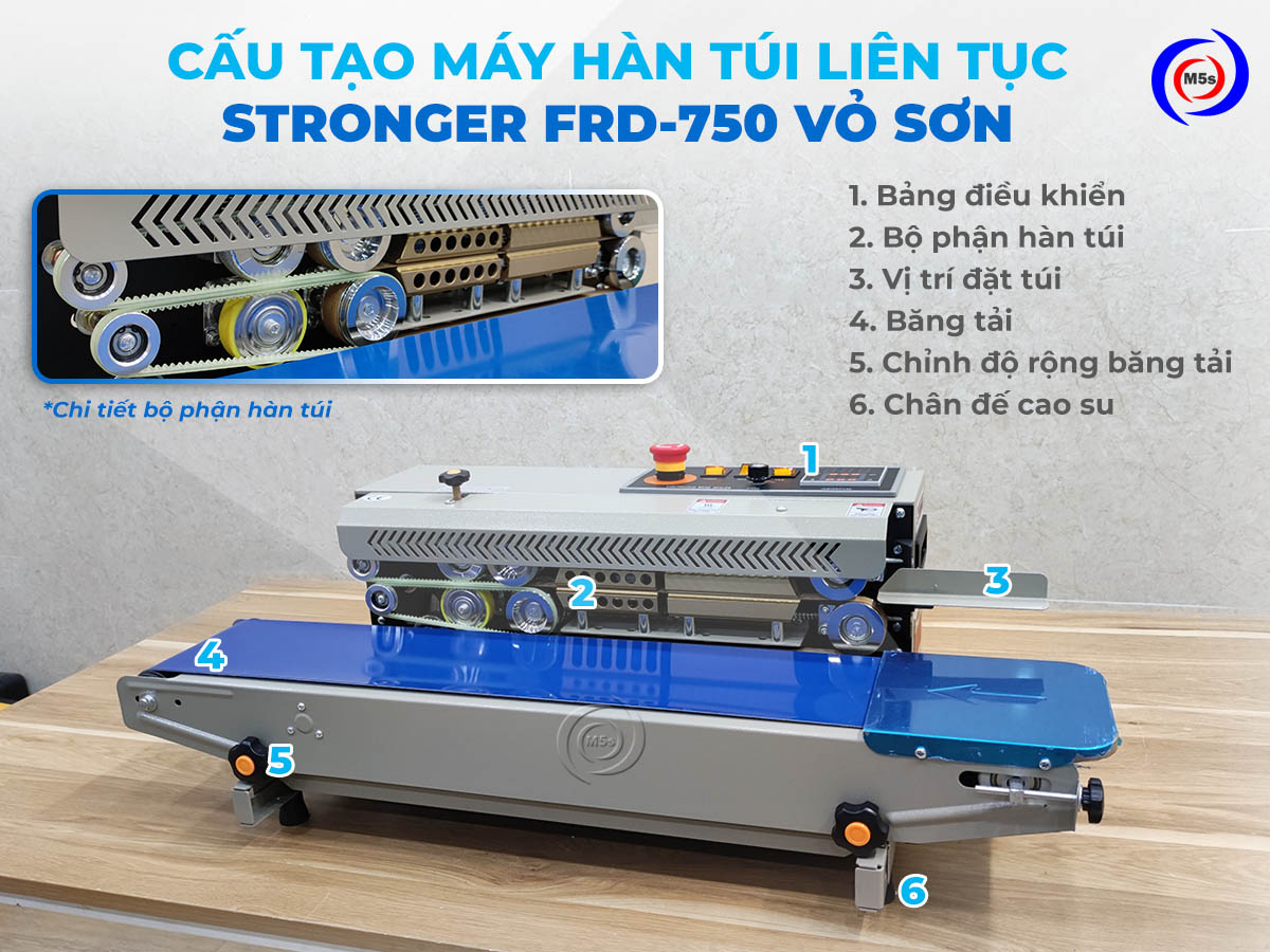 cấu tạo của máy hàn túi Stronger FRD-750 vỏ sơn