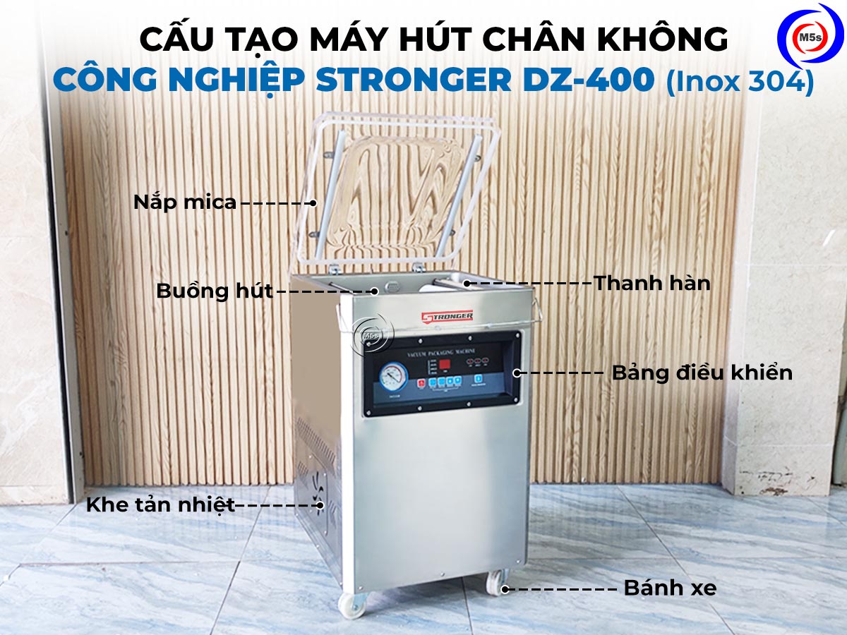 Cấu tạo máy hút chân không công nghiệp DZ-400 inox 304 Cấu tạo máy hút chân không công nghiệp DZ-400 inox 304