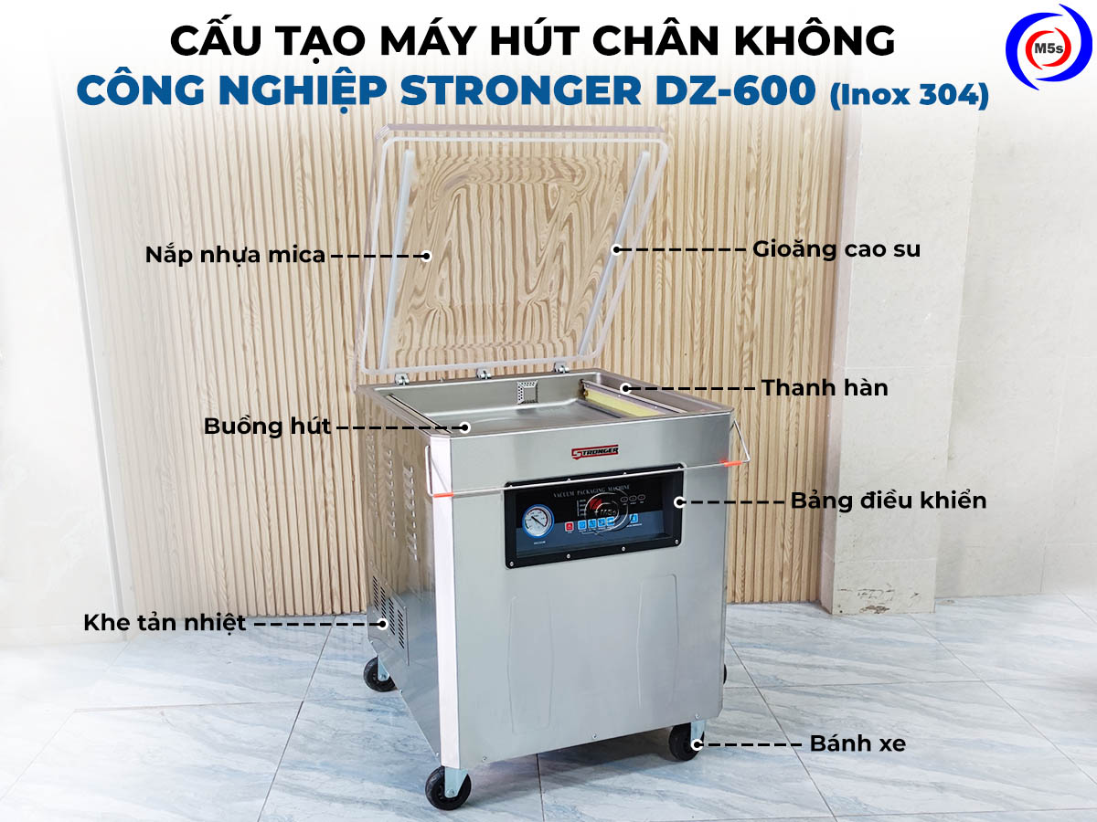 Cấu tạo máy hút chân không công nghiệp DZ-600 inox 304 Cấu tạo máy hút chân không công nghiệp DZ-600 inox 304