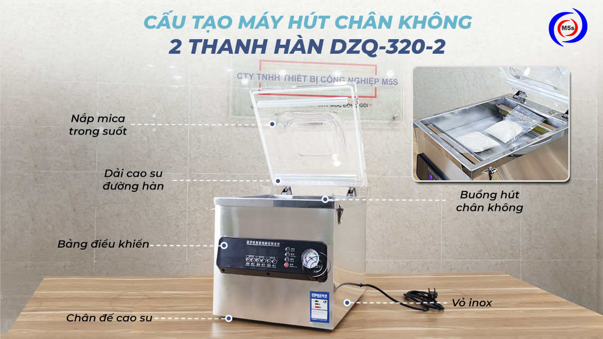 Cấu tạo máy hút chân không DZQ320-2 2 thanh hàn