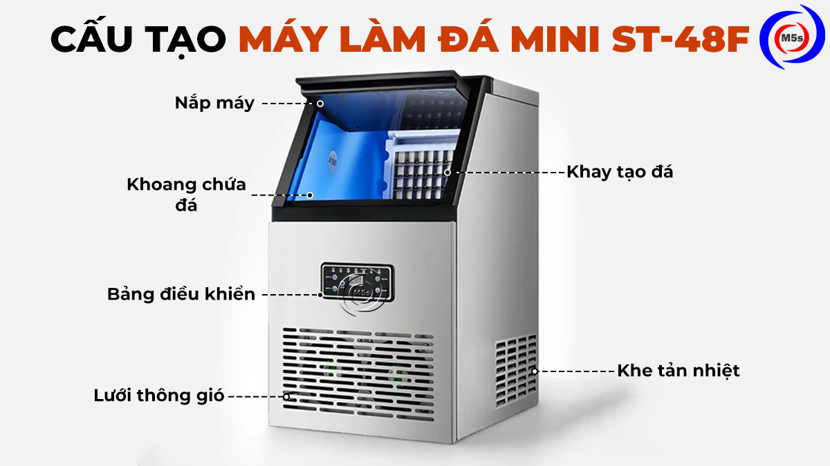 Cấu tạo máy làm đá viên mini ST-48F Cấu tạo máy làm đá viên mini ST-48F