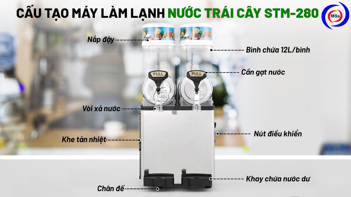 cấu tạo máy làm lạnh nước trái cây STM-280