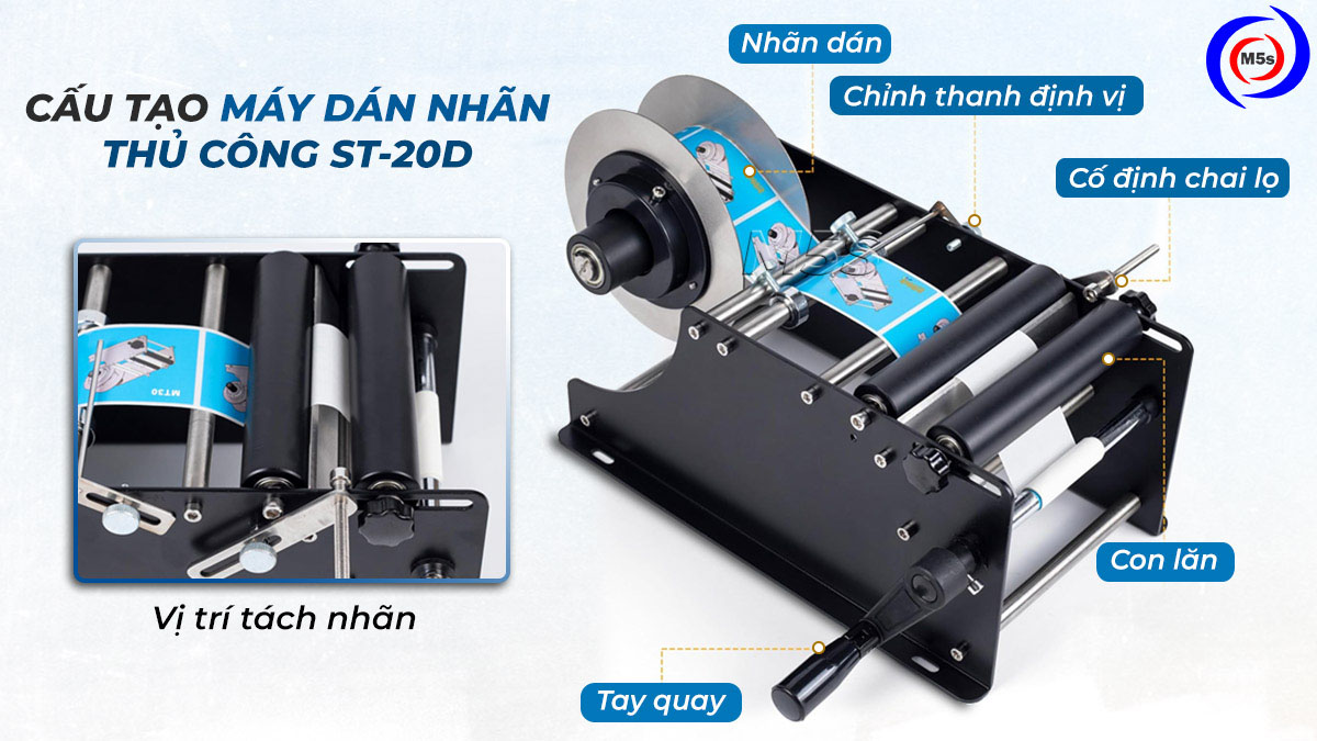 Cấu tạo của máy dán nhãn thủ công chai tròn ST-20D Cấu tạo của máy dán nhãn thủ công chai tròn ST-20D