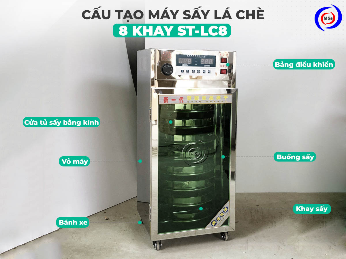 Cấu tạo máy sấy lá chè, lá trà xanh 8 khay ST-LC8 Cấu tạo máy sấy lá chè, lá trà xanh 8 khay ST-LC8