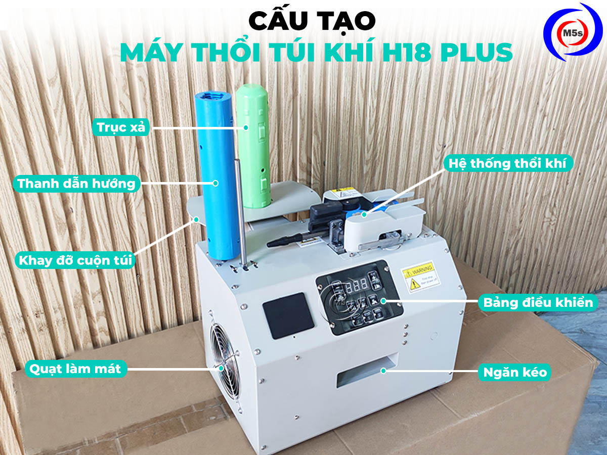 Cấu tạo máy thổi túi xốp khí H18 Plus