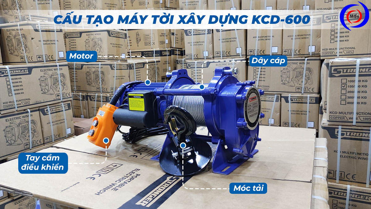 Cấu tạo máy tời điện xây dựng KCD600 Stronger