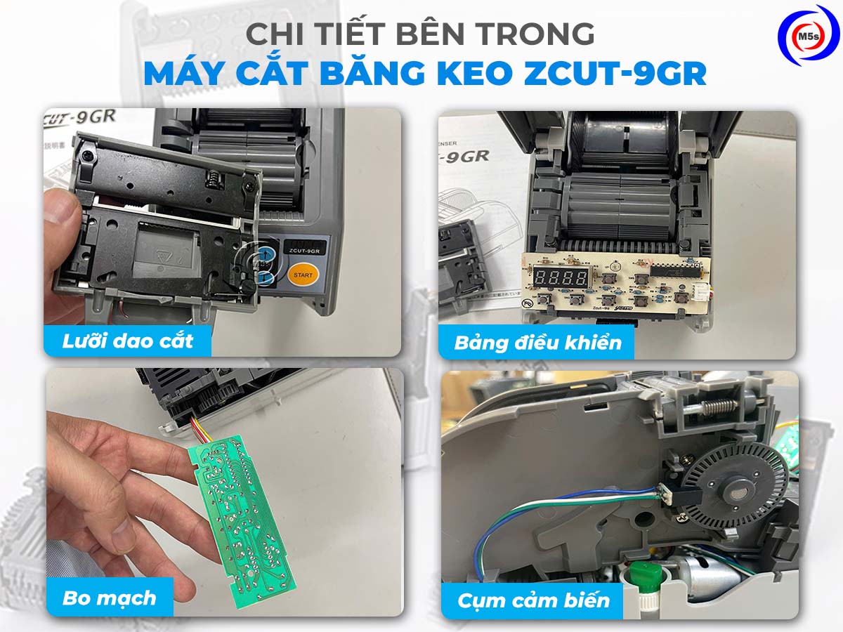 chi tiết bên trong máy cắt băng keo ZCUT-9GR