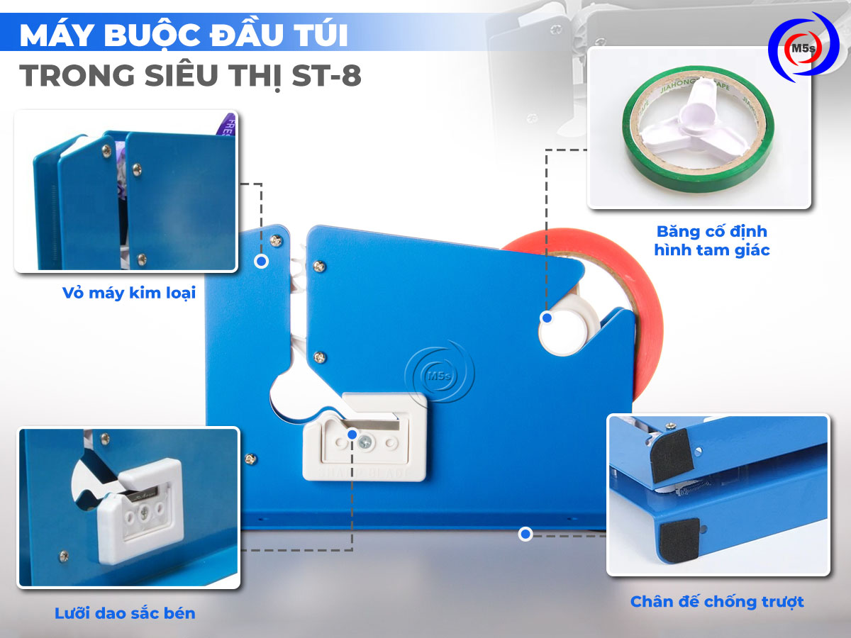 Chi tiết máy buộc đầu túi trogn siêu thị ST-8 Chi tiết máy buộc đầu túi trogn siêu thị ST-8