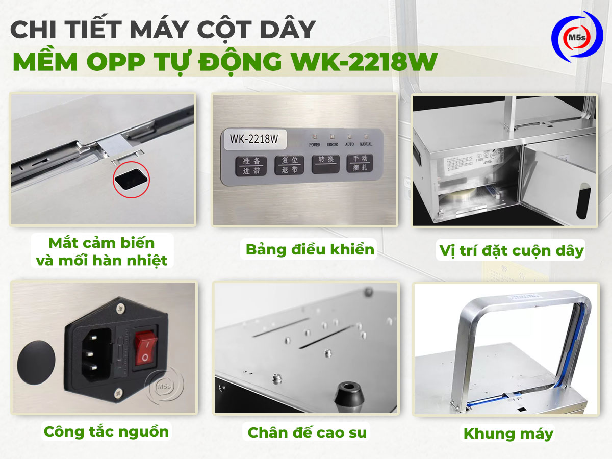 Chi tiết máy cột dây mềm OPP tự động WK-2218W Chi tiết máy cột dây mềm OPP tự động WK-2218W