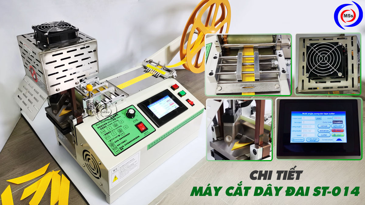 Chi tiết máy cắt dây đai nhiệt xéo góc st-014