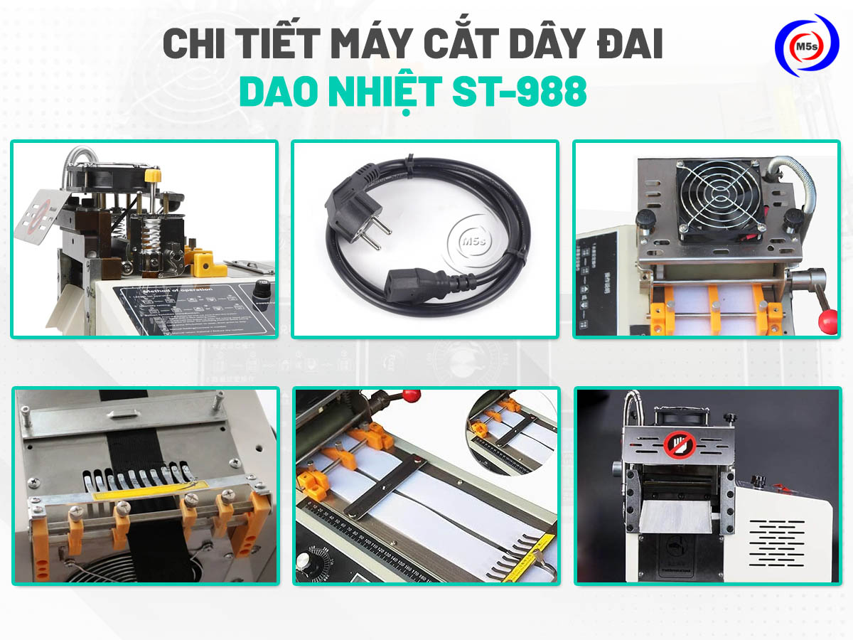 Chi tiết máy cắt dây đai nhiệt bằng sao thẳng ST-988