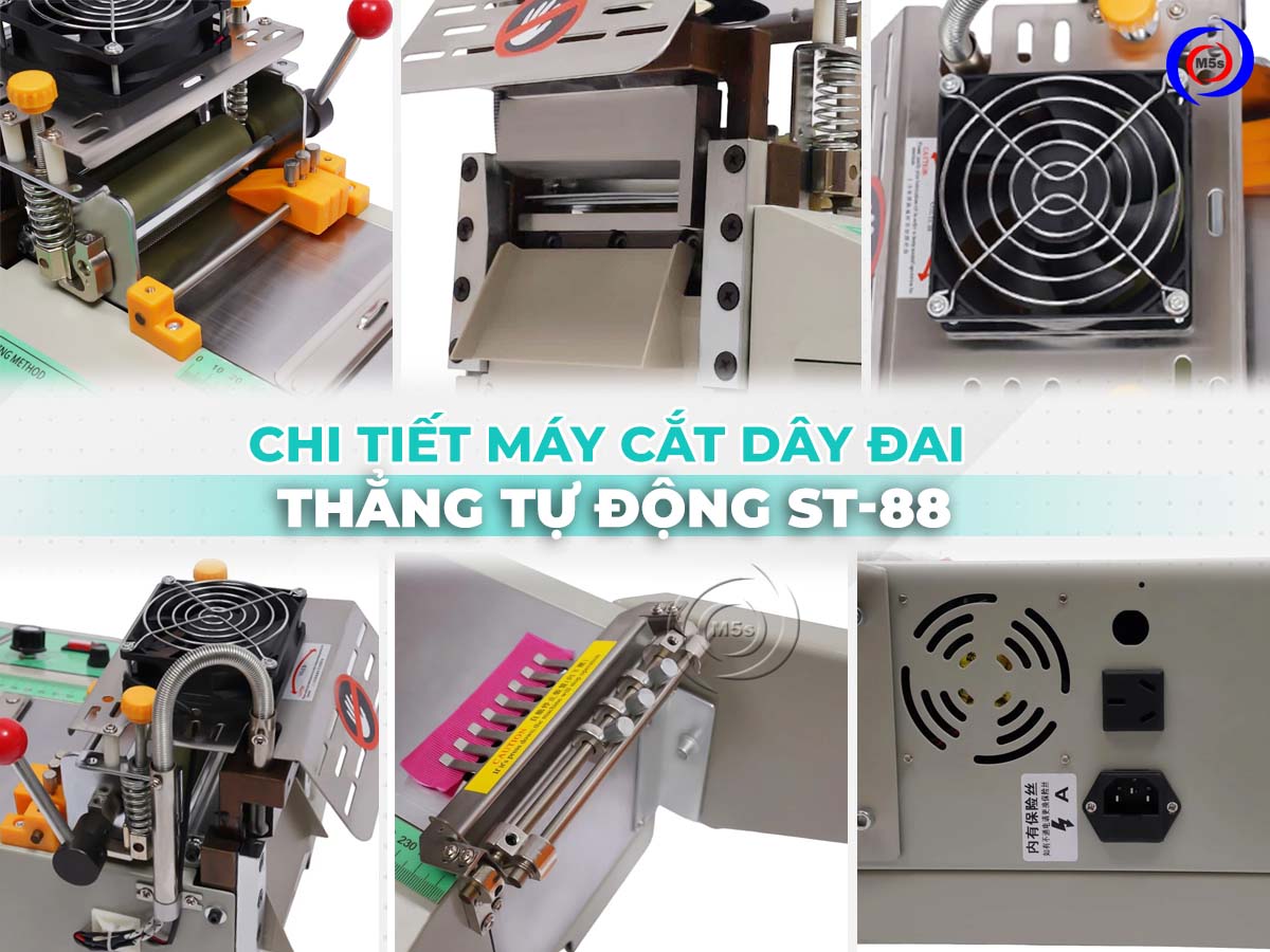 Chi tiết máy cắt dây đai thẳng tự động ST-88 Chi tiết máy cắt dây đai thẳng tự động ST-88