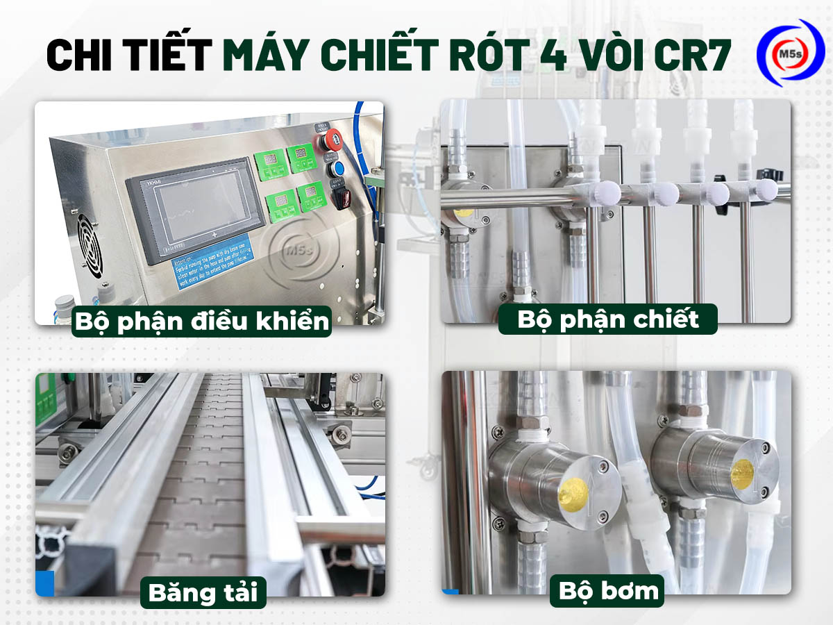 Chi tiết máy chiết rót 4 vòi cr7