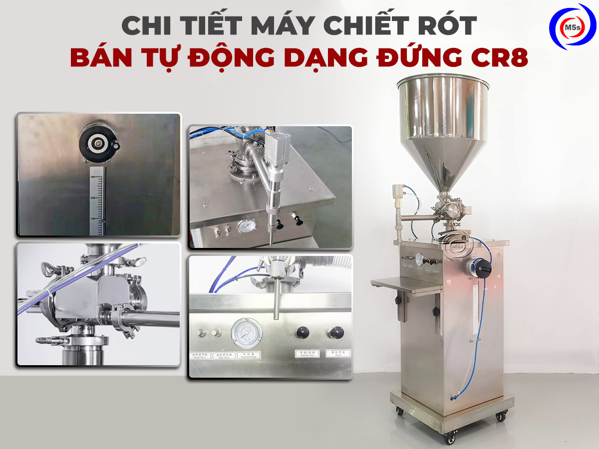 Chi tiết máy chiết rót bán tự động dạng đứng CR8