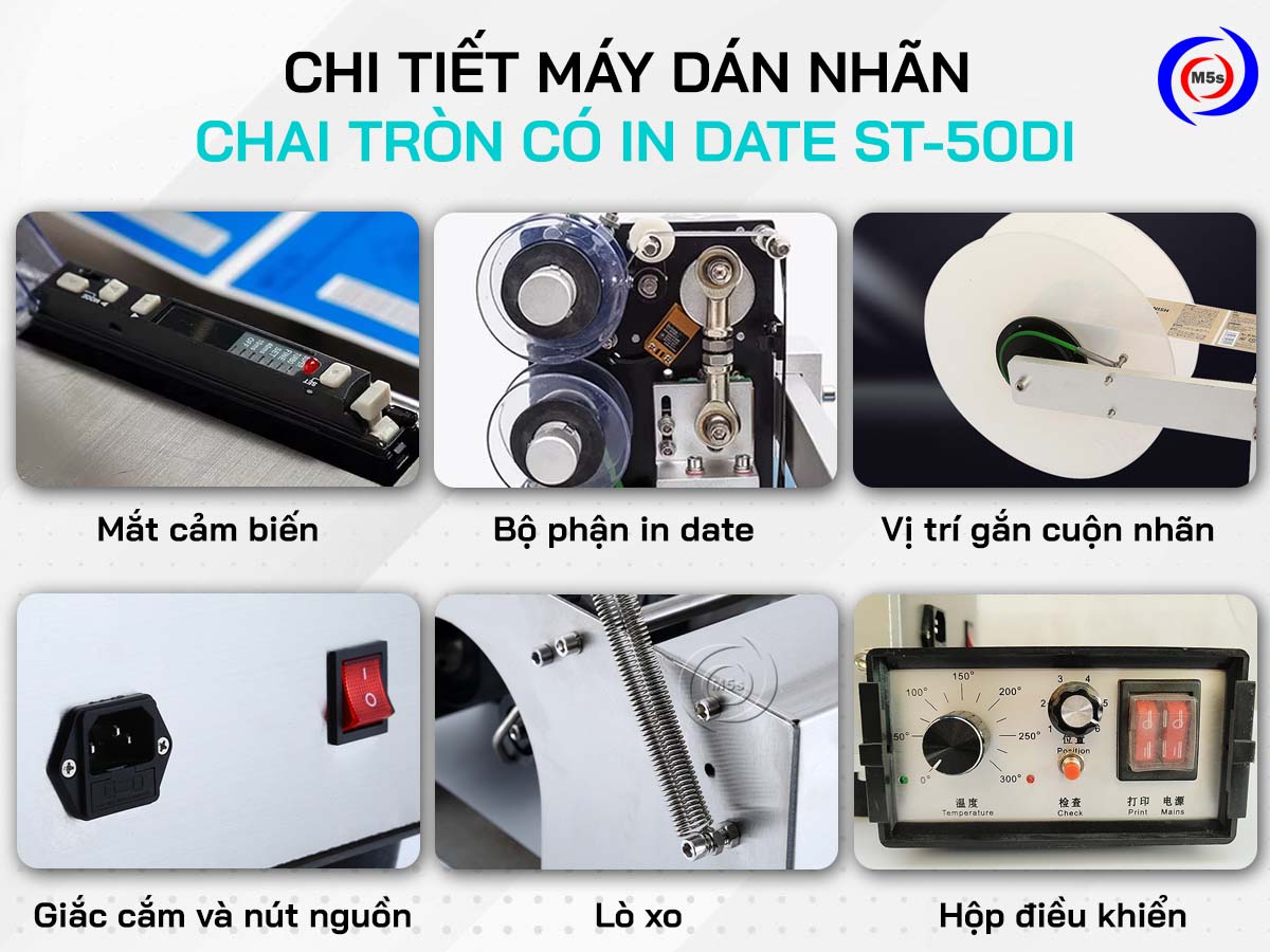 máy dán nhãn chai kết hợp in date ST-50DI