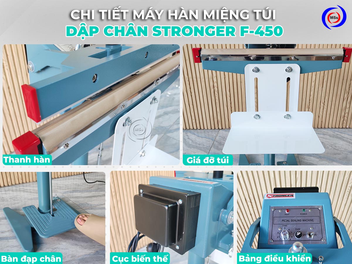 Các bộ phận của máy dập miệng túi bằng chân F450