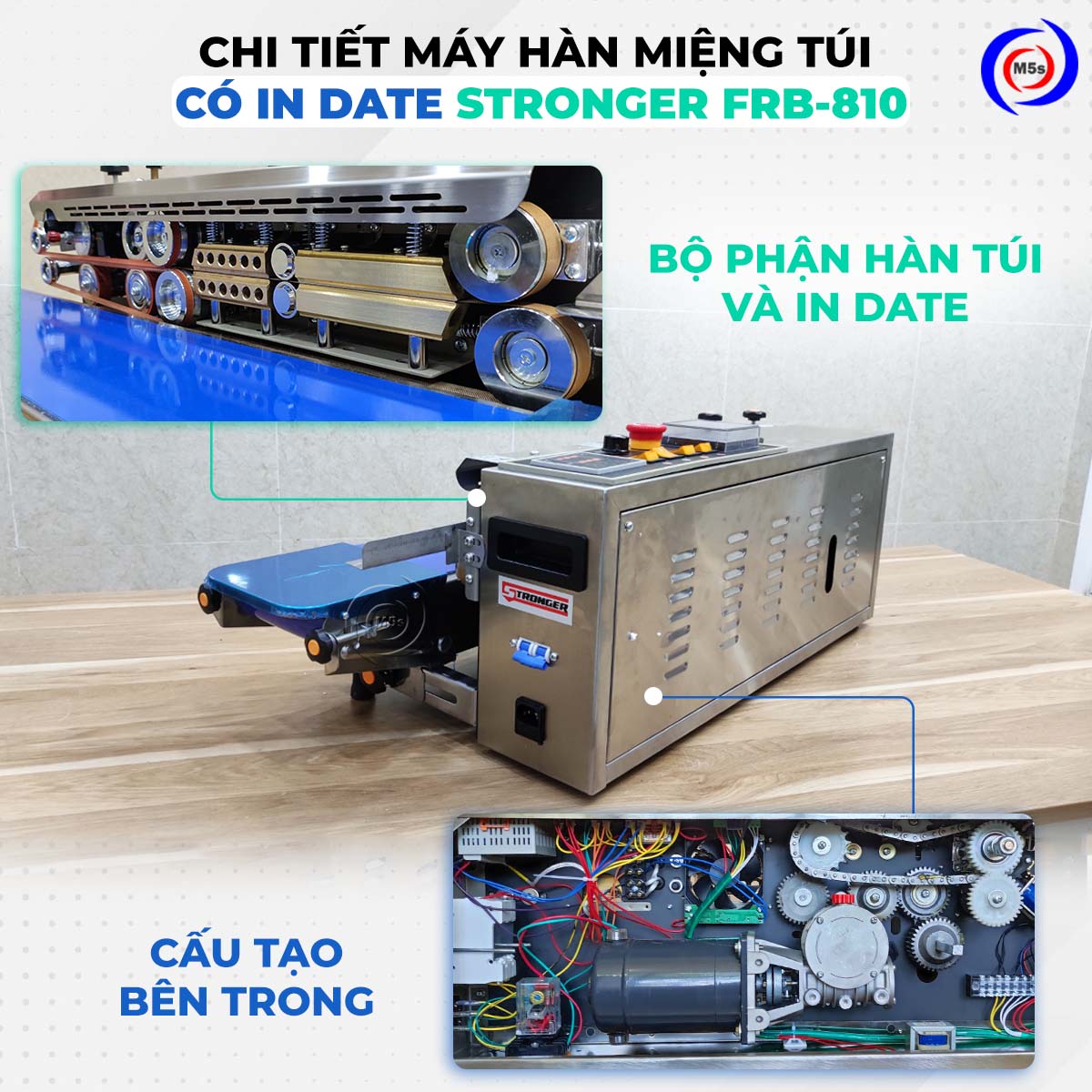 Máy hàn miệng túi liên tục có in date Stronger FRB-810 Máy hàn miệng túi liên tục có in date Stronger FRB-810