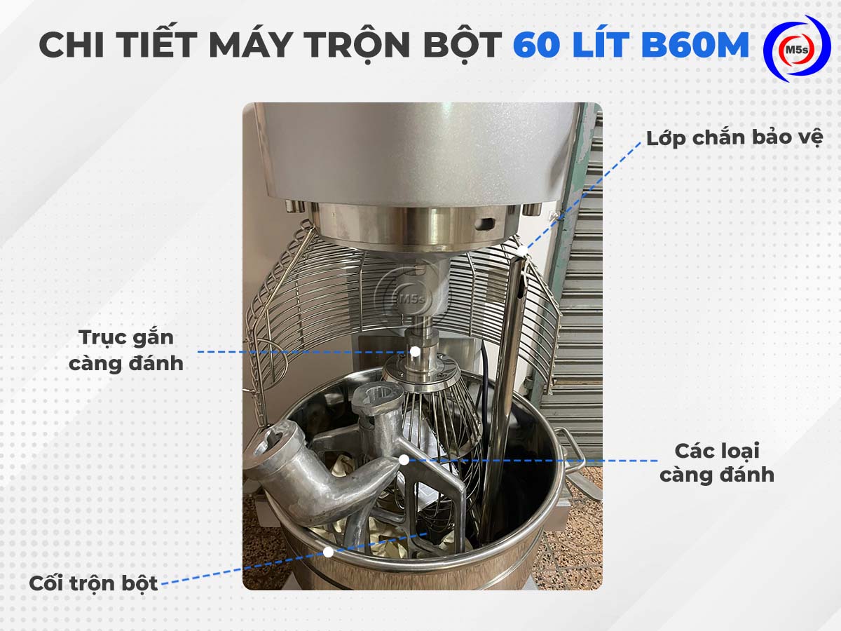 Chi tiết máy trộn bột công nghiệp 60 lít B60M