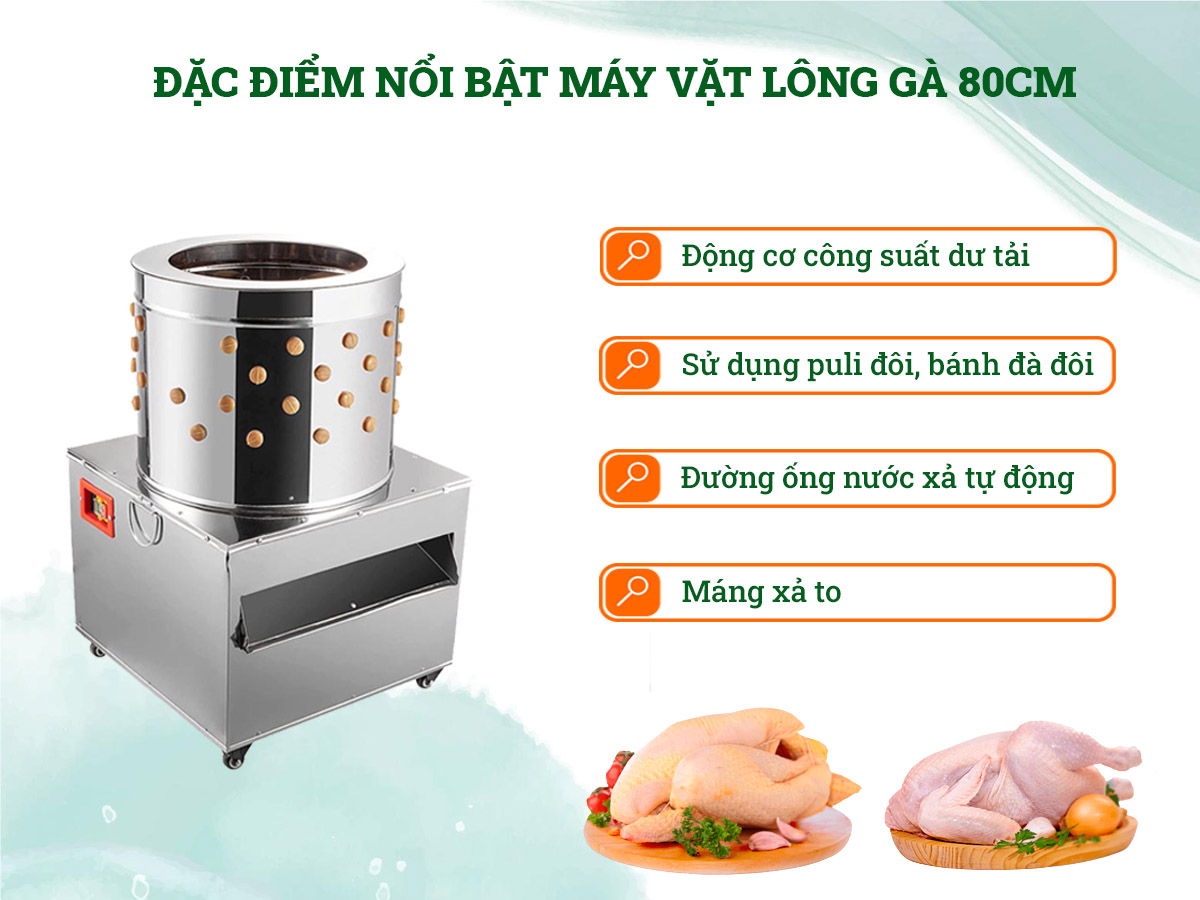 Ưu điểm nổi bật máy vặt lông gia cầm phi 80cm