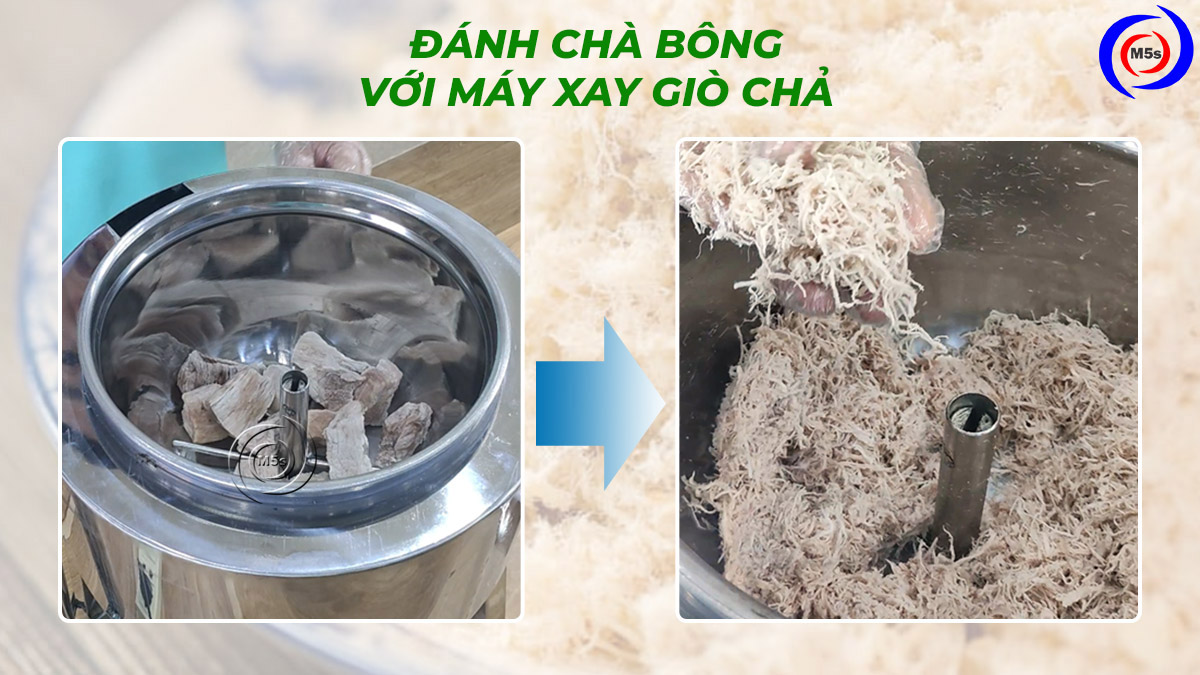 Đánh chà bông bằng máy xay giò chả