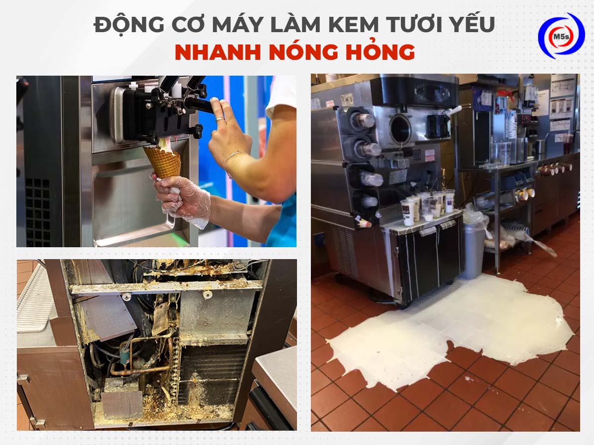 Động cơ máy làm kem tươi yếu, nhanh nóng hỏng