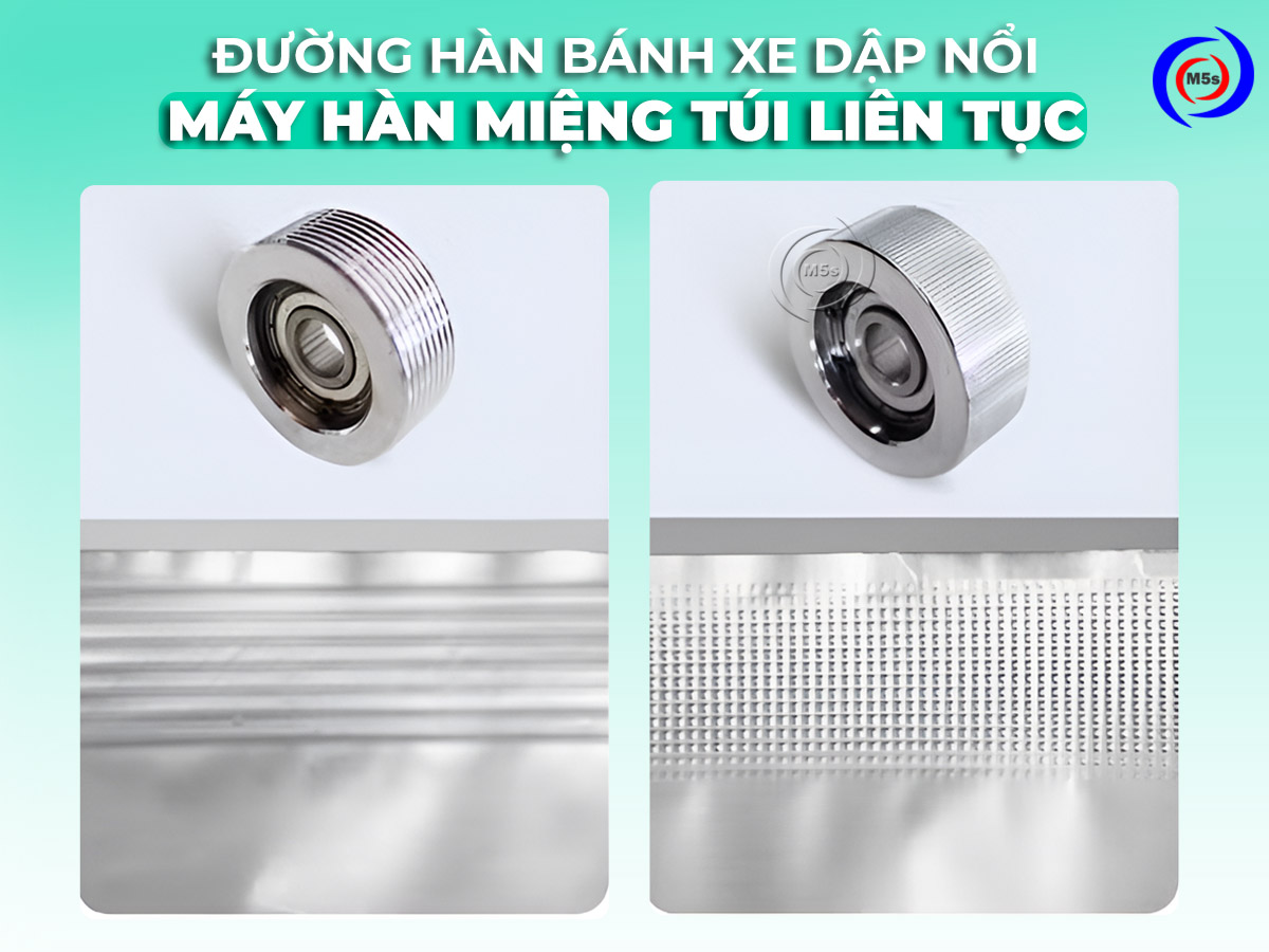 Đường hàn của bánh xe dập nổi máy hàn túi liên tục Đường hàn của bánh xe dập nổi máy hàn túi liên tục