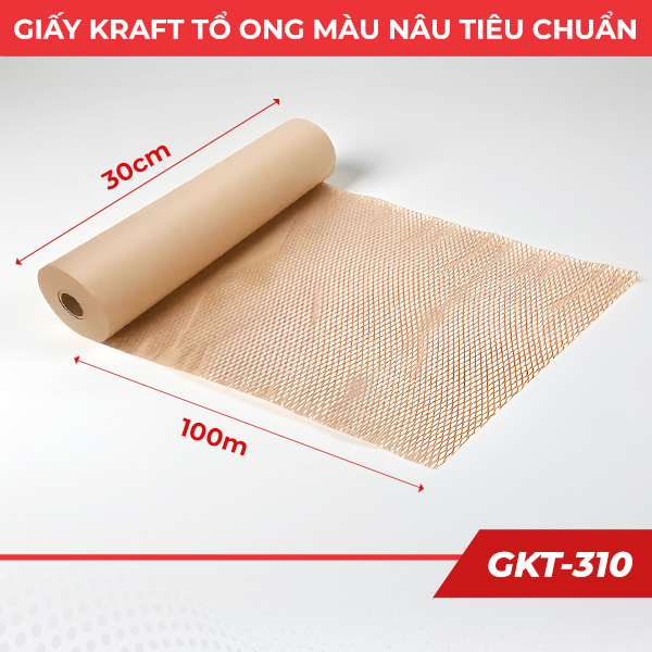 Giấy kraft tổ ong màu nâu tiêu chuẩn đóng gói 30cm x 100m