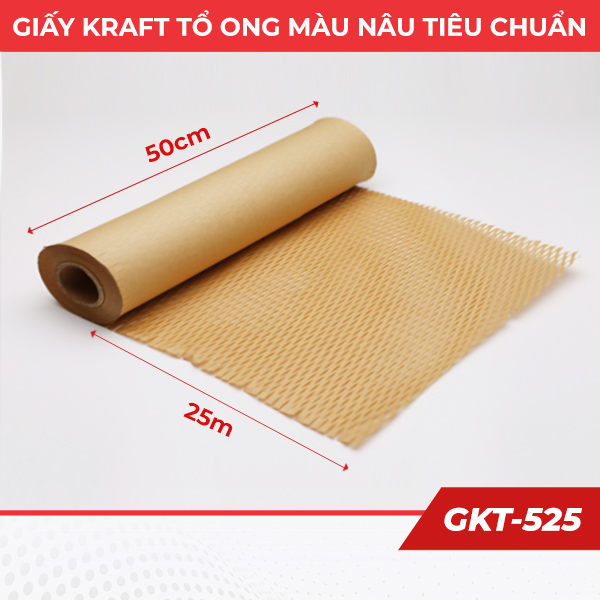 Giấy tổ ong gói hàng kraft màu nâu tiêu chuẩn kích thước 50cm x 25m